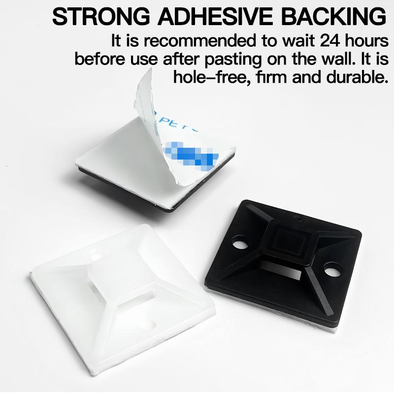 250/500/1000pcs Zip Tie Mounts Durable Clip Clamp Wall Holder Base Adhesive Backed Cable Ties Mount Holder Cable Wire
