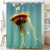 Delightful Jellyfish Shower Curtain Waterproof Fabric with Vibrant Colors for Bathroom Decorations In Green