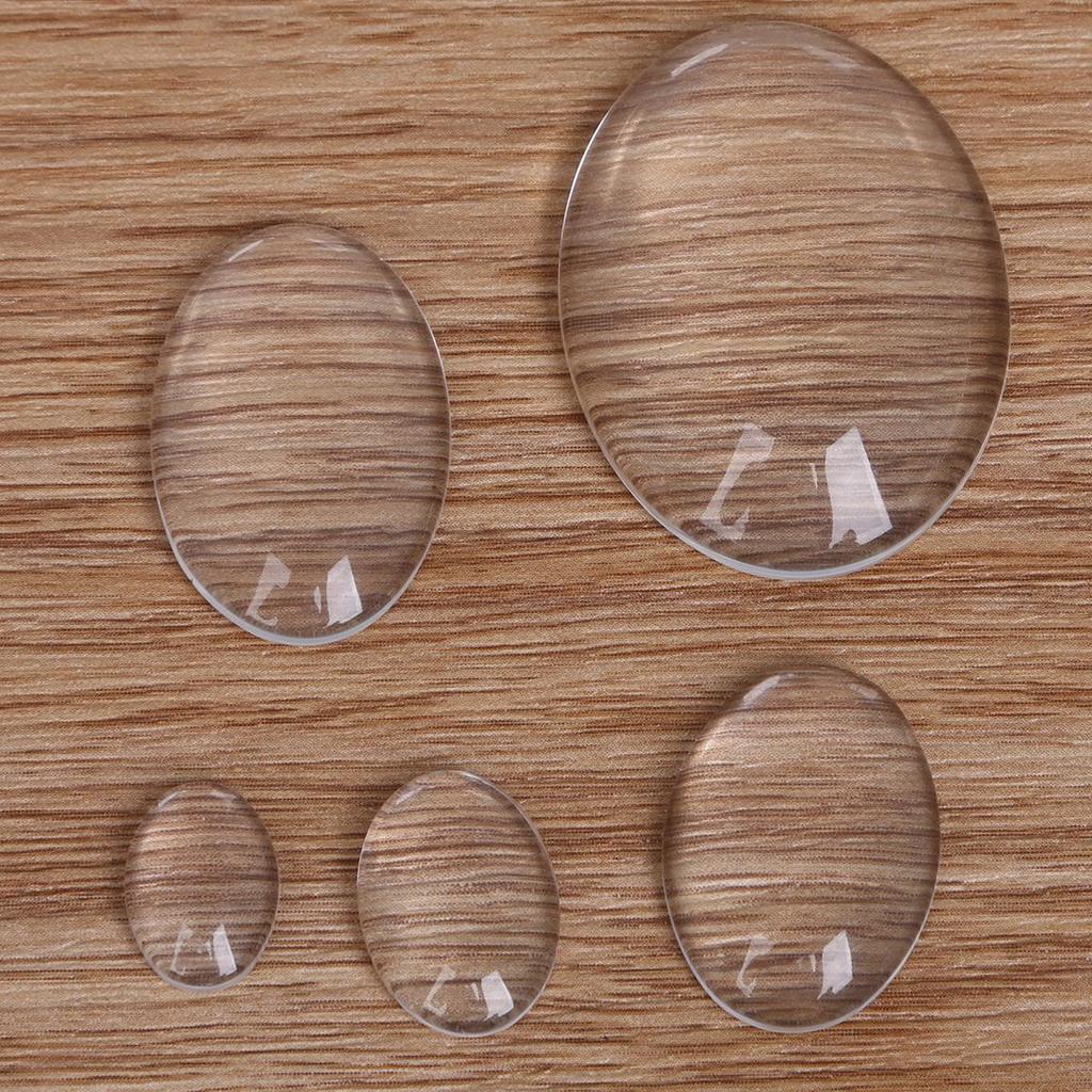 Pick Size Oval Shape Transparent Flat Back Glass Cabochon For Jewelry Decoration Making DIY Rings Materials