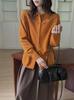 Women's 100% Pure Wool Knit Cardigan - Autumn/Winter French Sweetheart Polo Collar with Lace Patchwork Hollow Out Design