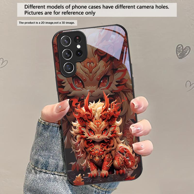 

Kirin with flowing hair For Samsung Galaxy S20 S21 S22 S23 Plus S24 FE S25 Ultra S26 Edge S25+ S20+ S22+ Black Glass Phone Case Galaxy S25 Edge