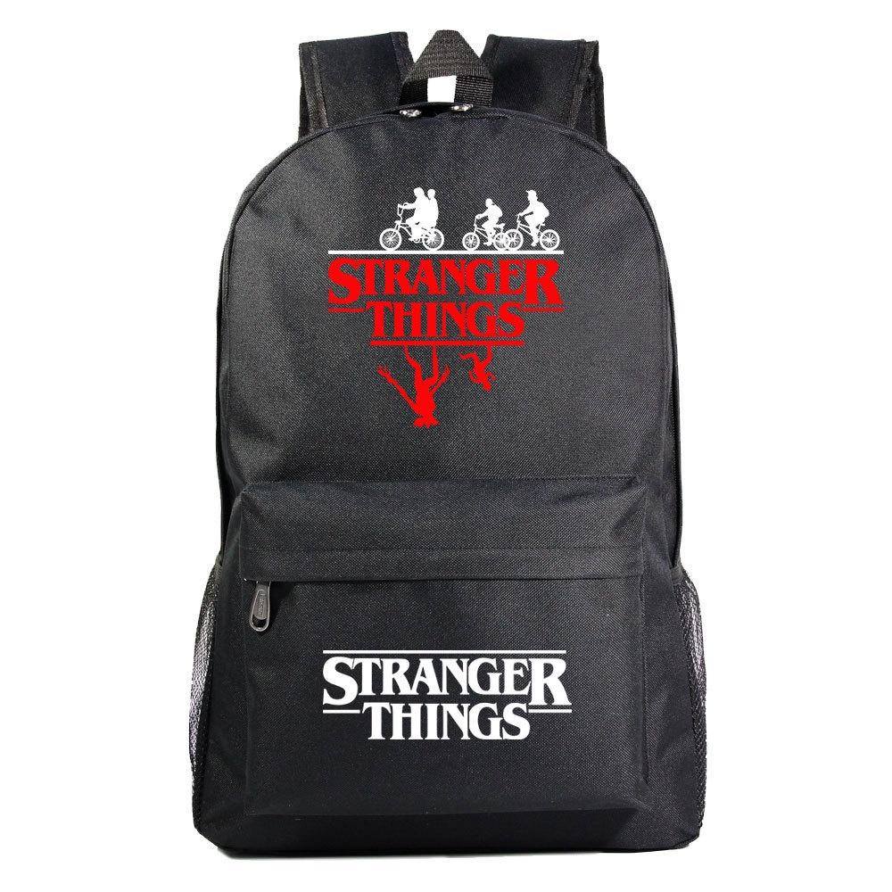 A102 Stranger Things Oxford-Stoffrucksack in Bonbonfarben, wasserdicht und strapazierfähig, ideal für Teenager und Reisende, mit Charaktermotiven)