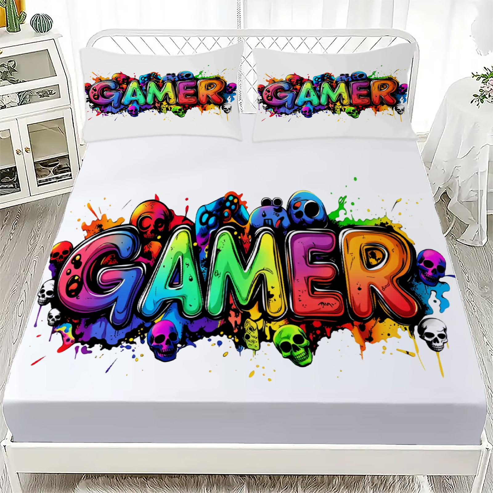 

Custom Name Printed Fitted Sheet Soft Polyester 3PCS Flat Sheet Set NO Filling Machine Washable Gifts For Friend Dear Room Decor 200x220x25cm