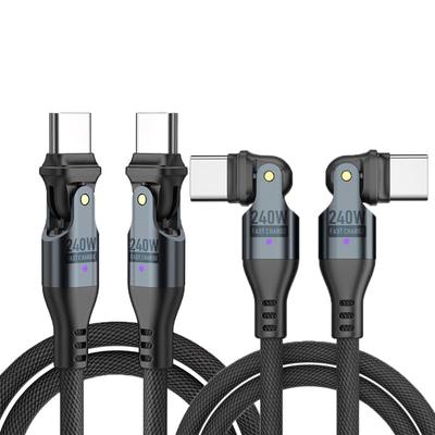 PD240W USB Typ C auf 1M x 5A Schnellladekabel für Datenübertragung, kompatibel mit Android und anderen Geräten, USB-C auf USB-C, rechtwinklig, 180° drehbar, 2,