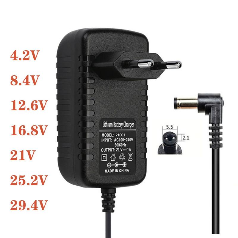 18650 Lithium Battery Charger 90 degree right angle DC 4.2V 8.4V 12.6V 16.8V 21V 29.4V 1A 2A DC Power Supply Adapter US