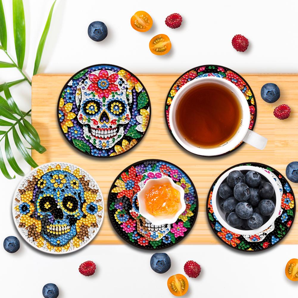 8 Pcs DIY Diamond Painting Coasters Kits DIY Diamond Art Coaster Set for Beginners Adults Art Craft Supplies