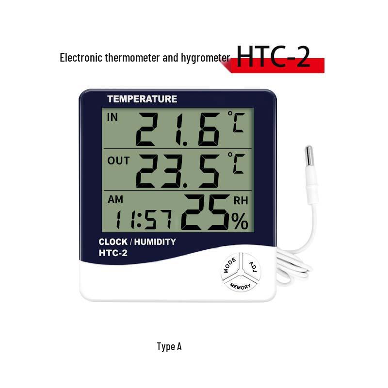 HTC Waterproof Indoor/Outdoor Thermometer Hygrometer with Dual Temperature Display and Probe