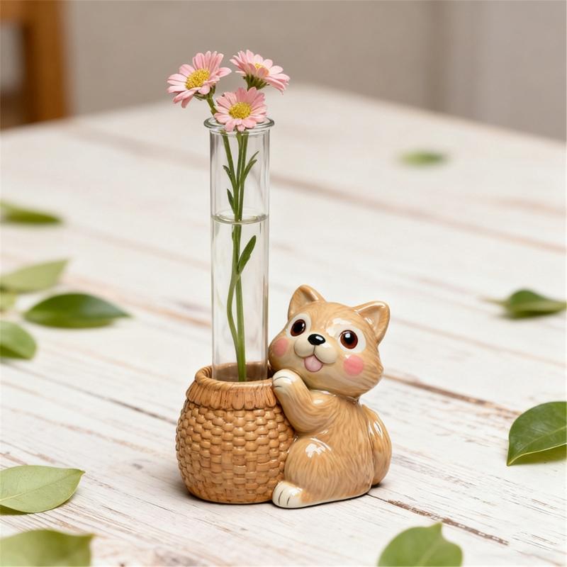 Rabbit Panda Shaped Silicone Craft Mold For Water Propagation Vases Includes Acrylic Test Tubes Reusable Gardening Tool