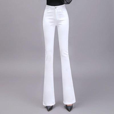 Frühling 2026 Weiße High-Waist Stretch Schlaghosen