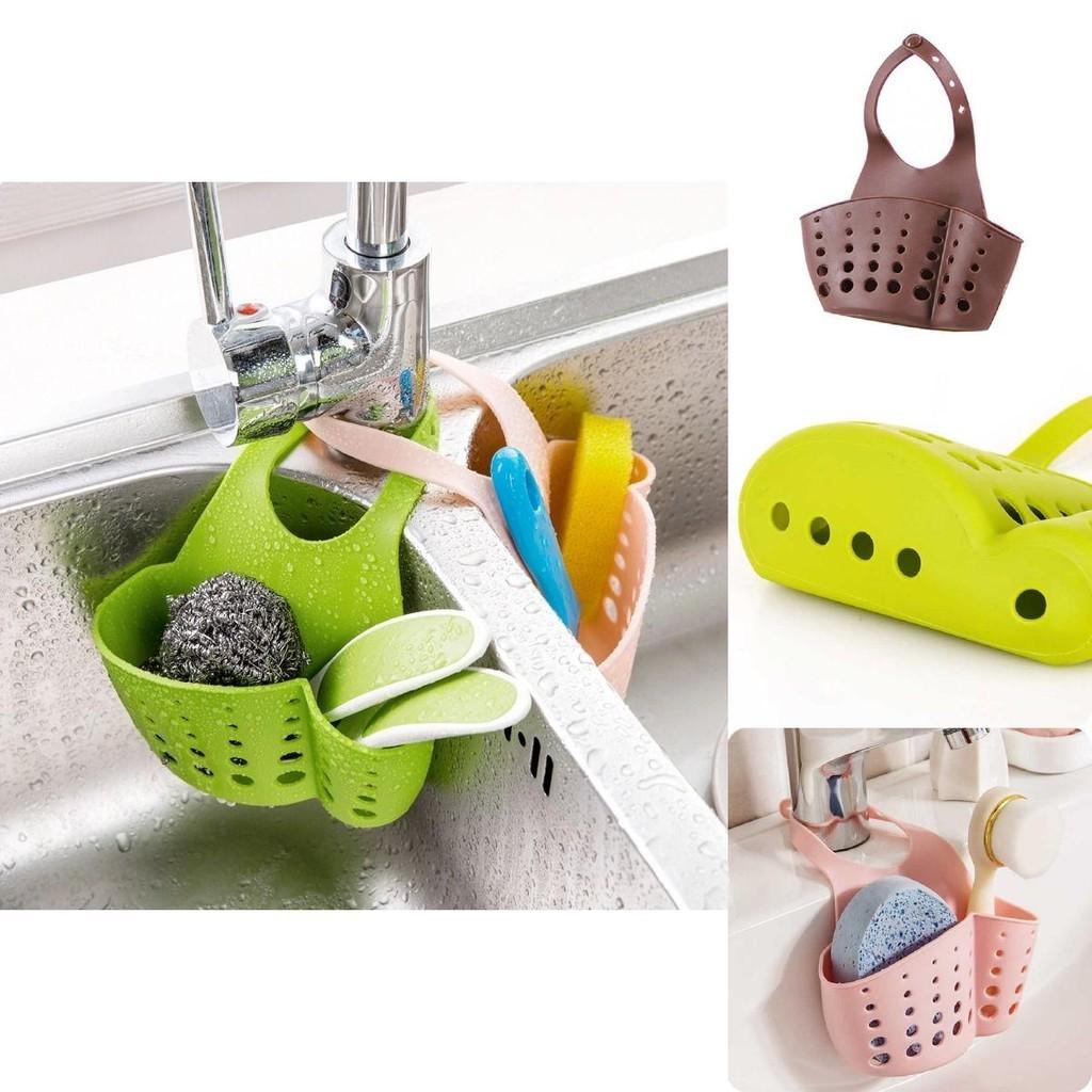 Versatile Kitchen Sink Soap Sponge Holder With Adjustable Strap For Easy Organizing