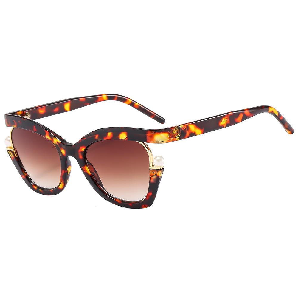 

New Cat Eye Pearly Sunglasses Women Square Luxury Female Sun Glasses Ladies Green Shades Summer Eyewear Uv400 Oculus as picture