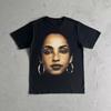 Sade Adu Pattern Heavyweight Pure Cotton T Shirt Summer New Retro Casual Unisex Fashionable Y2K T Shirt