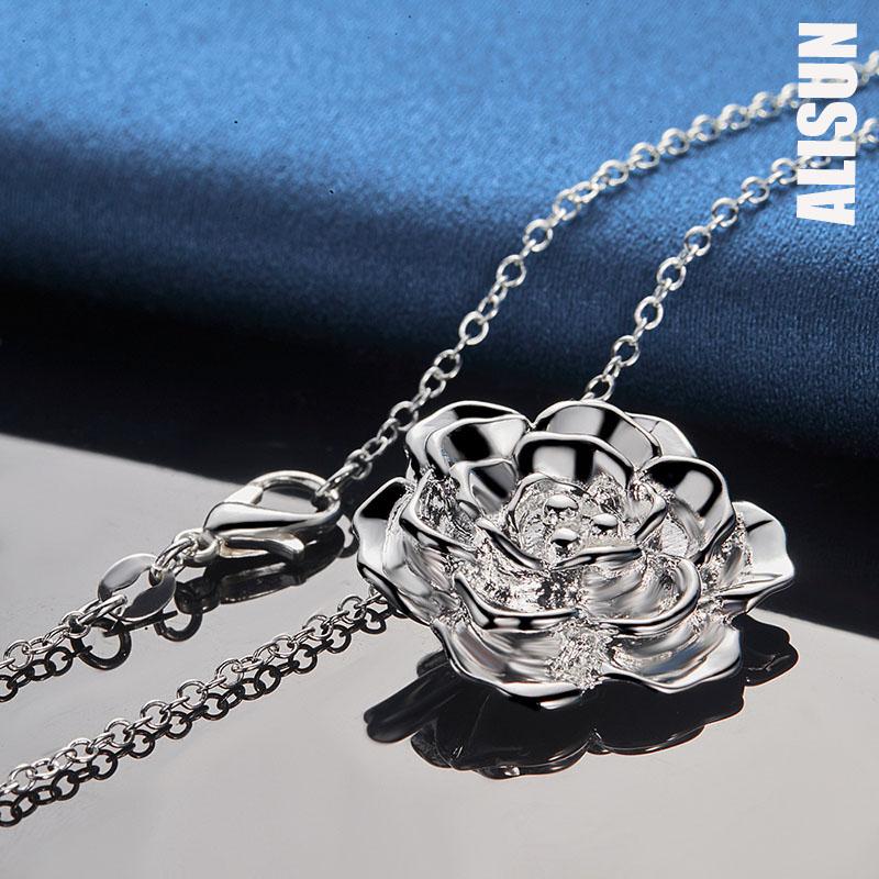 925 Sterling sølv Rose anheng halskjede fasjonable bryllup smykker