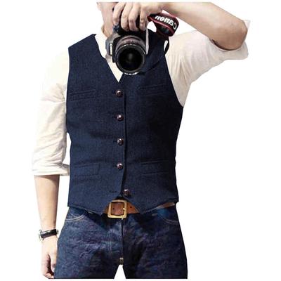 Colete Masculino Espinha de Peixe Leve Business Casual Estilo Britânico