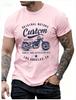 Unisexs Cotton Fashionable Casual Loose Oversized Retro Motorcycle Pattern Printed Round Neck Short Sleeved Tshirt Breathable Dry