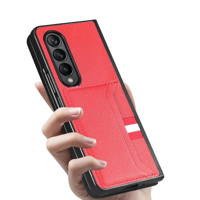 Leather Card Slot Business Case For Samsung Galaxy Z Fold 4 Fold3 Fold4 Fold2 Fold 3 2 5g Zfold4 Matte Feeling Phone Bag
