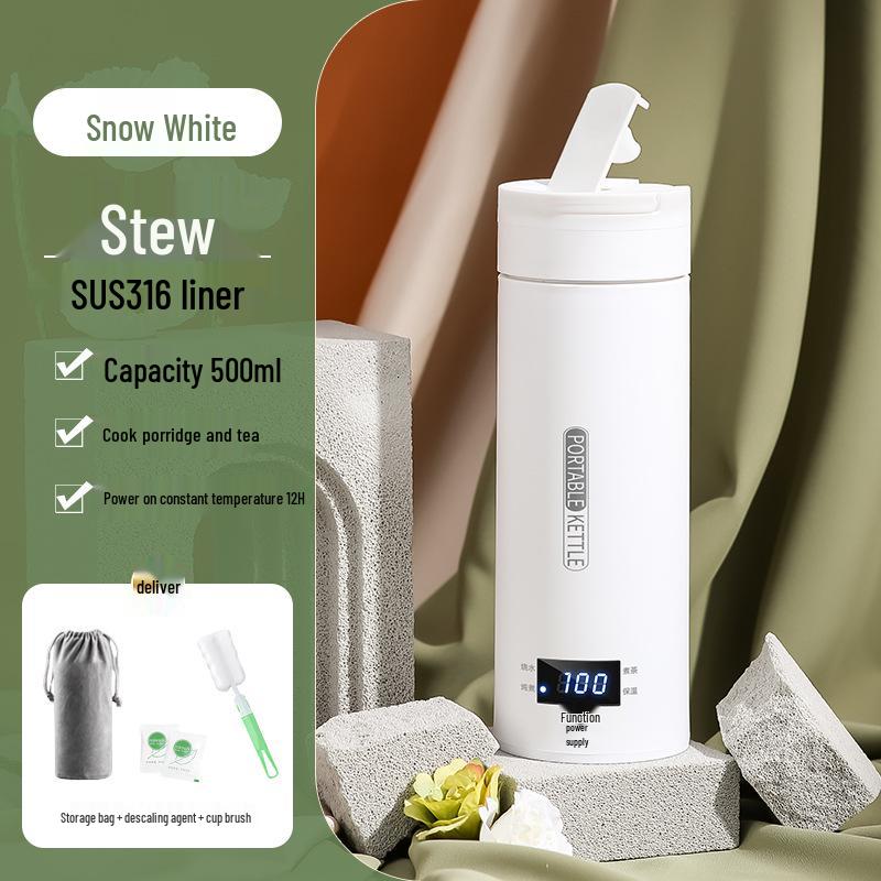 Portable Mini Smart Electric Kettle and Insulated Water Cup with USB Charging for Travel.