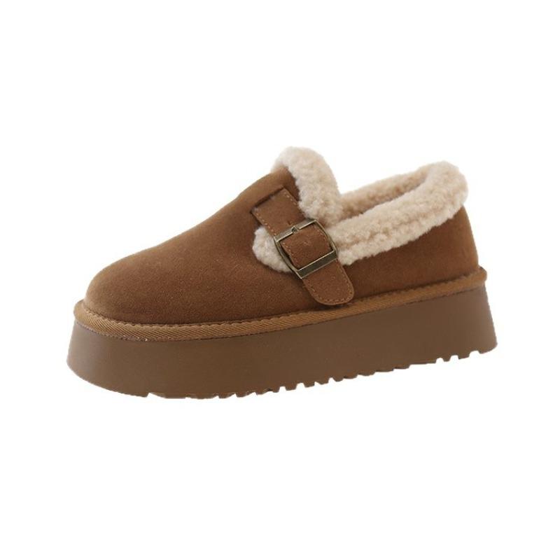 thick-soled women's velvet snow boots autumn and winter new one-pedal thermal cotton shoes