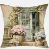 Country Flower Bicycle Pattern Printing Pillowcase Home Room Decoration Pillow Cover Living Room Sofa Chair Cushion Cover