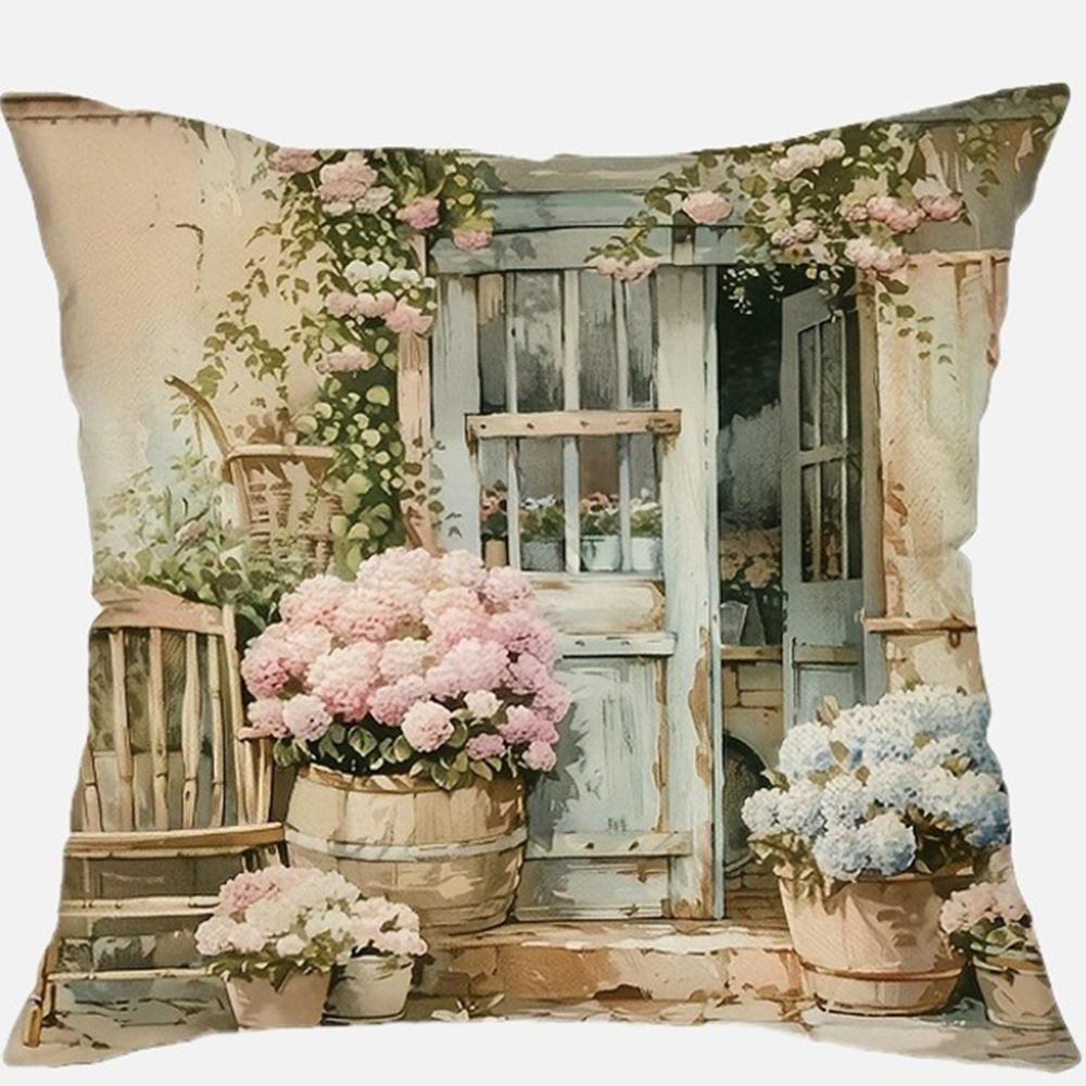 Country flower bicycle pattern printing pillowcase home room decoration pillow cover living room sofa chair cushion cover