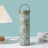 Stainless Steel Water Bottle Flower Printed Coffee Mug Vacuum Handy Cup  Outdoor Travel Office