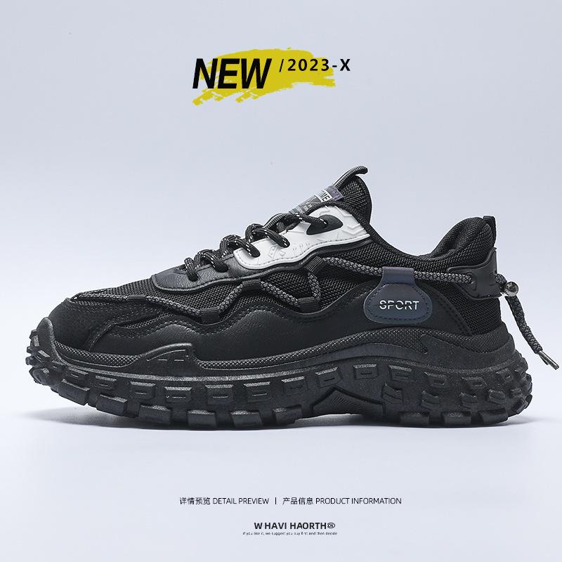 

Men s shoes spring breathable mesh versatile sports casual running shoes platform tire dad shoes 39 чорний