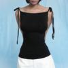 Women's summer new solid color suspender tied knot slim sexy slanted shoulder body vest women's wholesale