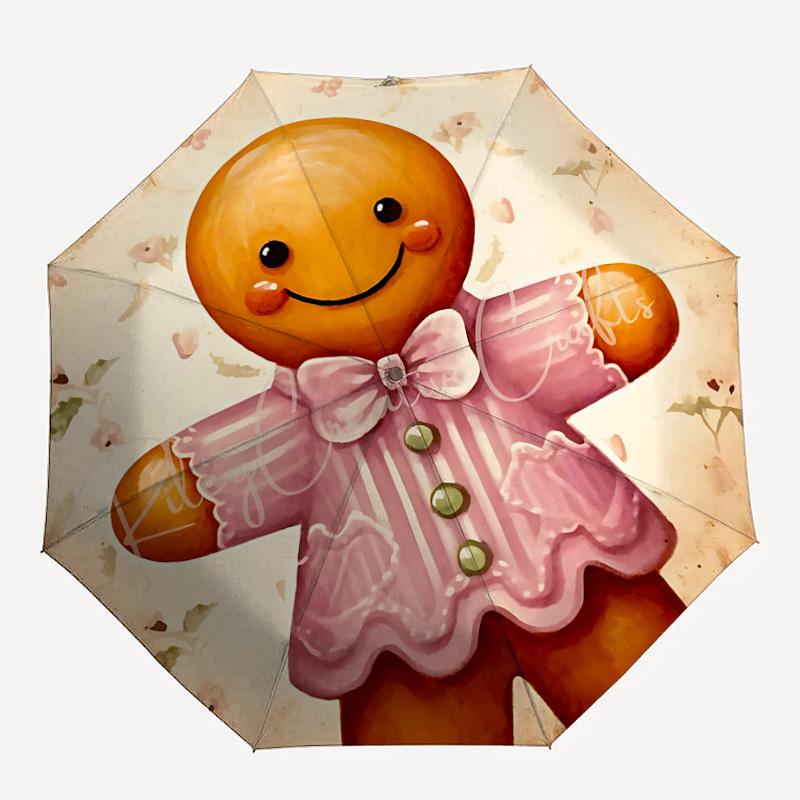 

1pc Gingerbread Man Pattern Umbrella Automatic Opening and Closing Umbrella, High quality Umbrella, Ideal Gift for Her 271