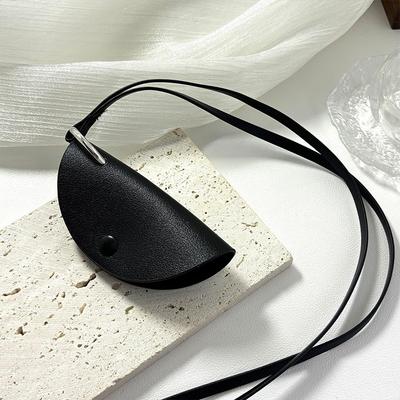 Hanger Nek Maanvorm Sleuteletui Hanger Trui Ketting Voor Vrouwen Meisjes Simpel Anti-Verlies Lange Leren Ketting Cadeaus