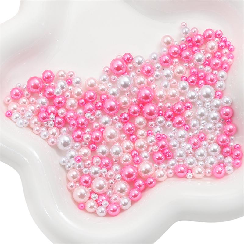 200Pcs No Hole 3-8mm Colorful ABS Round Imitation Pearl Beads for DIY Jewelry Craft Making Home Decoration Art Faux Pearls for Vase Fillers