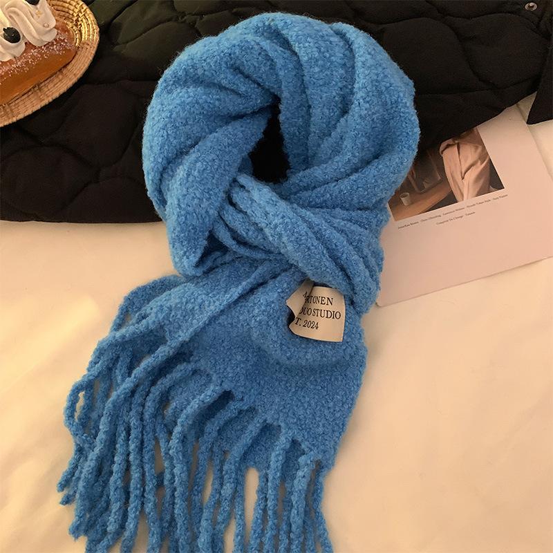 Korean Scarf Women's Autumn and Winter New Korean Atmosphere Versatile Thickened Plush Warm Neck Scarf