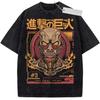 Summer Mens Black Washed T Shirt Attack On Titan Colossal Titan High Quality Fabric for Casual Shopping