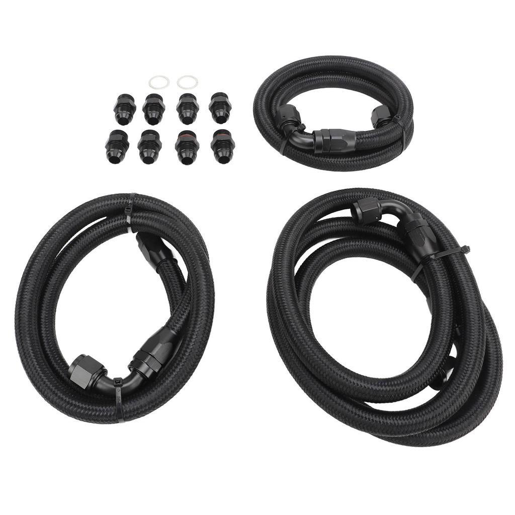 Transmission Cooler Lines Black Anodized Hose Fitting Kit Replacement for Chevy 6.6L for Duramax LLY LBZ LMM 2006‑2010