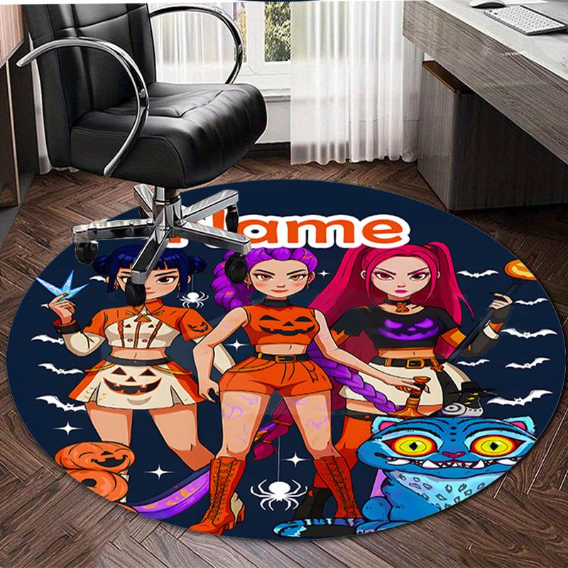 Personalized K-KPop Demon Hunters Round Chair Office Rug - Perfect for Mat, Office Chair & More - Ideal Gift for Birthdays and Holidays