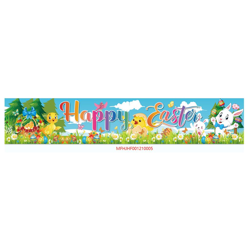 300 * 50Cm Easter Courtyard Porch Fence Decorative Banner Rabbit Egg Poster Custom