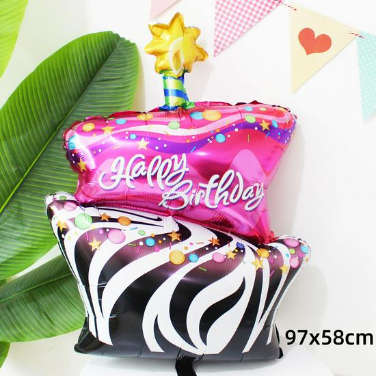 Colorful Large Birthday Cake Foil Balloon for Kids' Party Decoration and Photo Props