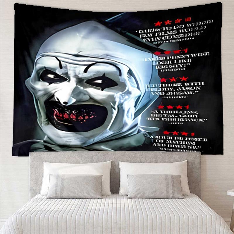 Art the Clown Terrifier1 Tapestry for Bedroom Aesthetic Classroom Tapestries Wall Hanging for Living Room Dorm Office,Ideal Creative Gift