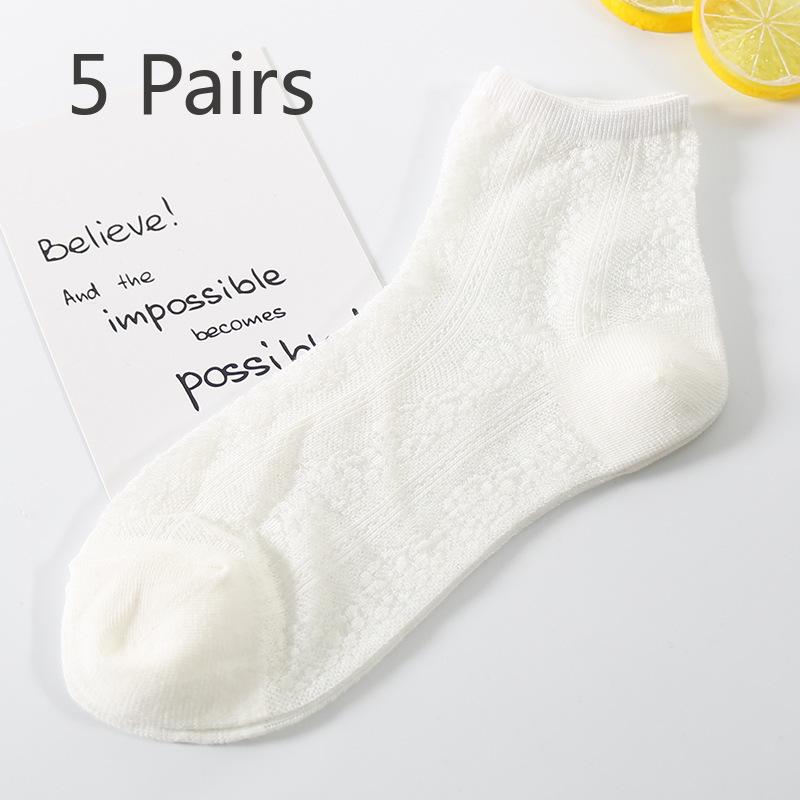 5 Pairs Spring Socks Casual Socks Women's Thin Hollow Socks Socks Jacquard Socks