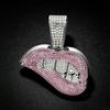 Men's Trendy Hip Hop Red Lips Pendant Cuban Chain Necklace