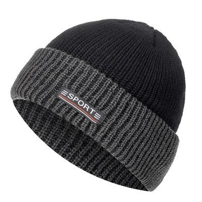 Unisex zweifarbige Wintermütze mit Pelzfutter, Bördelkappe, stilvolle weiche Beanie-Mütze für Männer und Frauen, warme Outdoor-Ski-Sportmütze