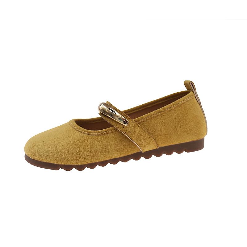 2025 New Metal Round Head Flat Bottom Not Tired Feet Mary Jane Single Shoes Women's Spring and Autumn Shoes