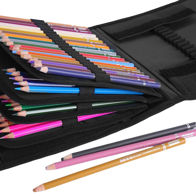 200 Holes Color Pencil Case Black Large Capacity Pencils Bag for Students Stationery Adult Artists and Colorists