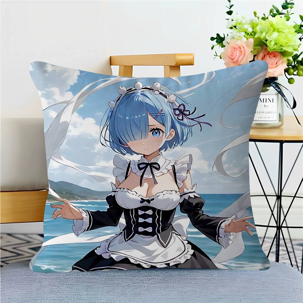 Re Zero R-Rem Pillow Gift Home Office Decoration Bedroom Sofa Car Cushion Cover Case 45x45