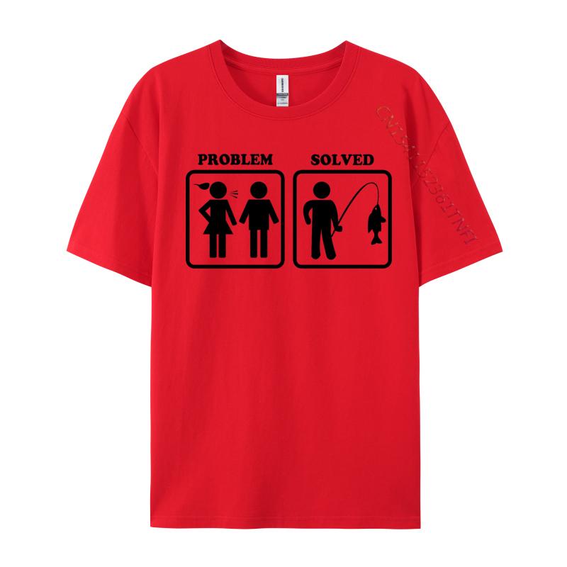 

Clothing Problem Solved Funny Fishing Tshirt New Design All Cotton Tops Tees Cosie Unisex Luxury Designer S