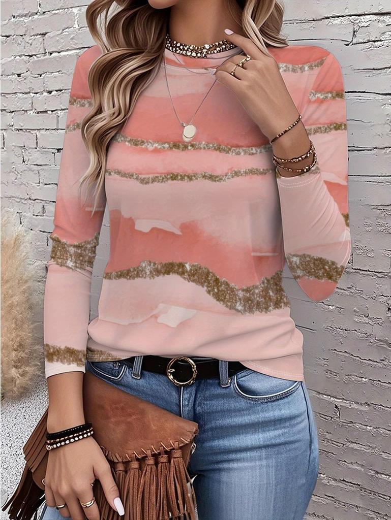 Women's Autumn Long-Sleeve T-ShirtStreet Style Casual Crew Neck Pullover, Loose Fit Outdoor T-Shirt