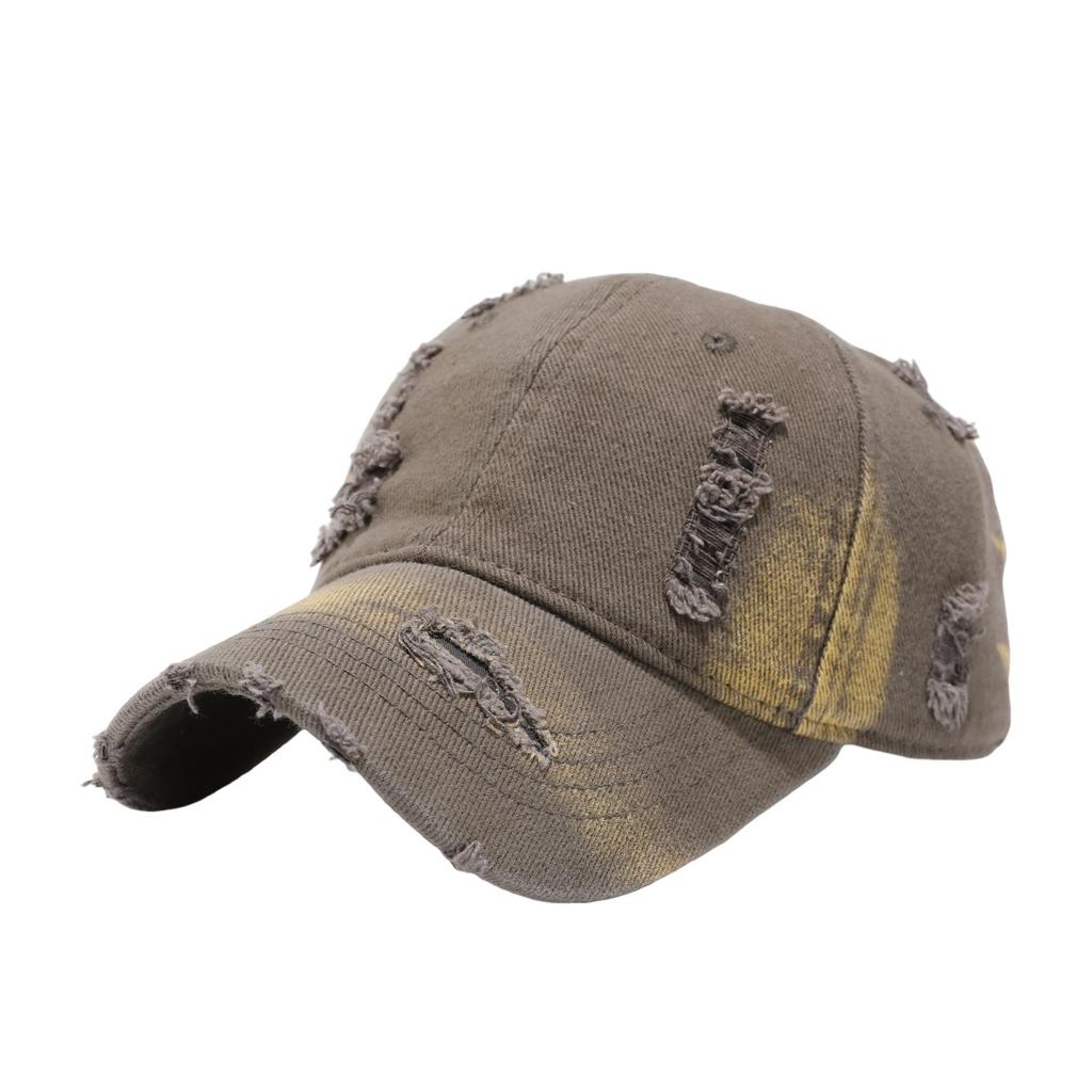 Y2K Washed Distressed Baseball Cap Unisex Wide Brim Sun Hat Ripped Peaked Cap Summer UV Protection