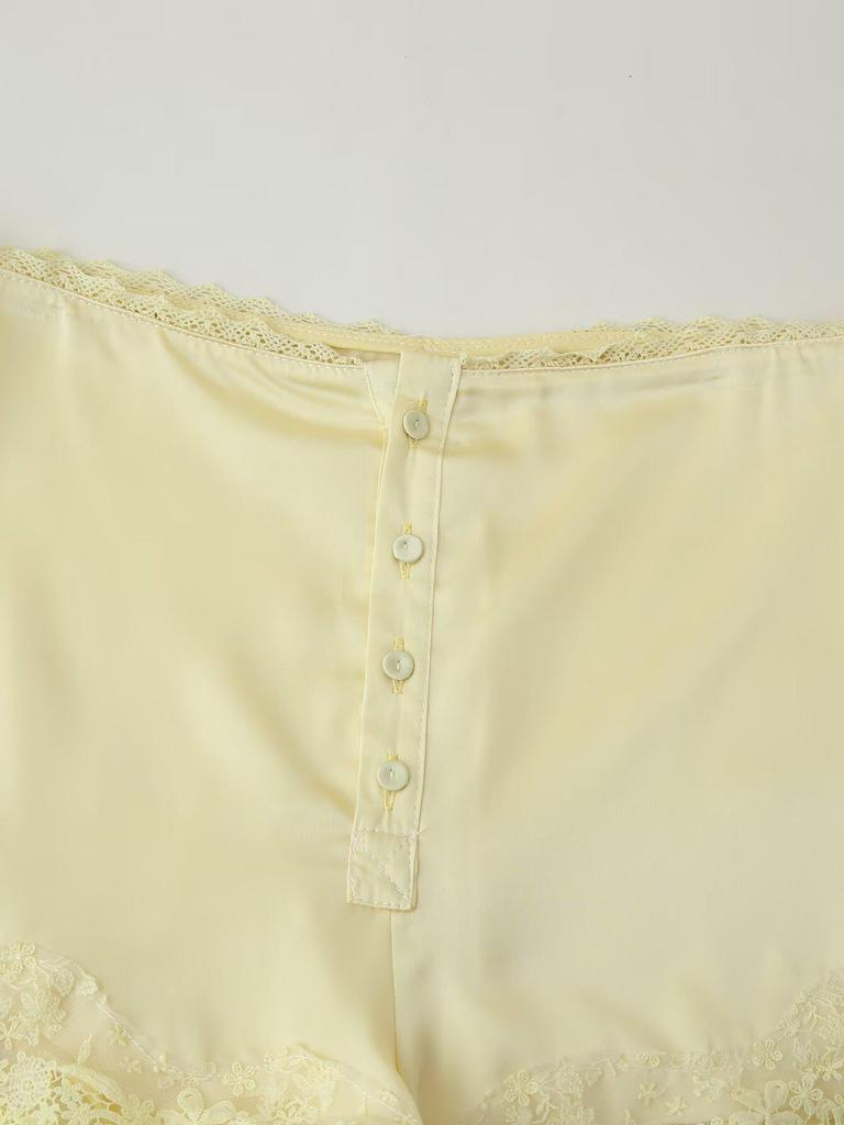 Spring 2026 Women's Silk Satin Camisole & Button Decor Shorts Set - European & American Style