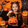 Halloween Party Favor Bag Pumpkin Treat Bag, Portable Candy Tote for Kids, Large Capacity Sturdy Storage Trick or Handbag with Soft Handle,