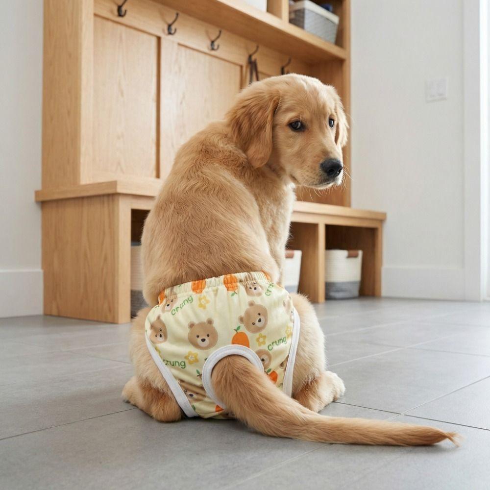 Breathable Washable Dog Diapers Cartoon Print Dog Menstruation Panties  Dogs in Heat