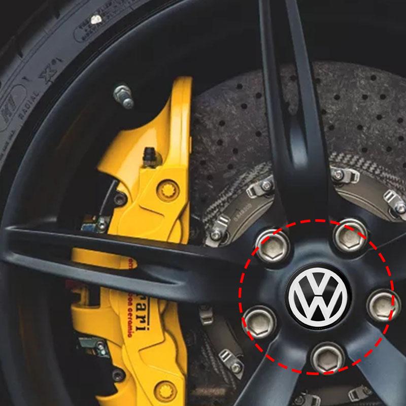4 Pezzi 56mm Adesivi Ruote Auto Tappo Centrale Mozzo Emblema Auto Badge Decalcomania Per Volkswagen GTI R-Line R Polo T5 Golf Passat Scirocco